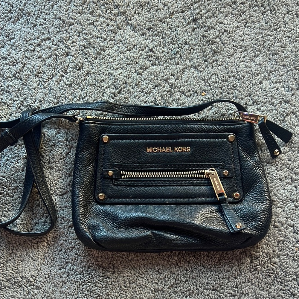 Michael Kors Black Leather Crossbody Bag